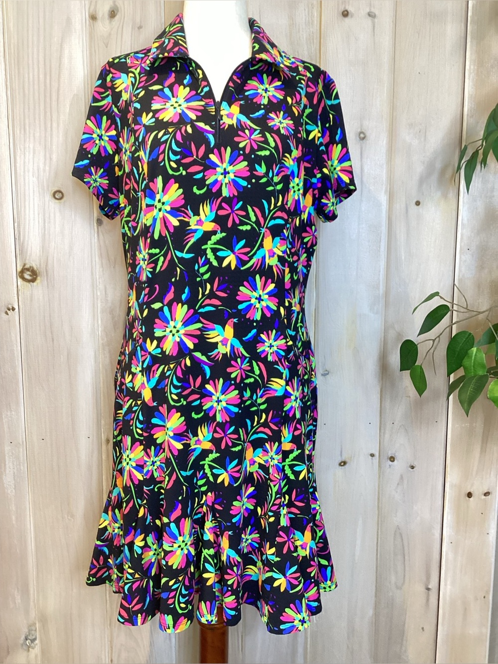 IBKUL Godet Golf -Tennis Polo Dress with pockets